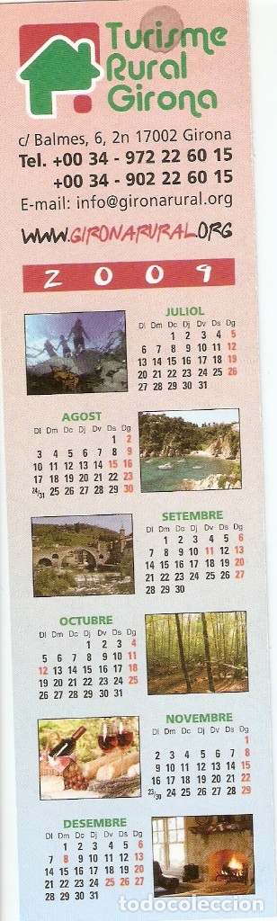 Coleccionismo Marcap&aacute;ginas: MARCAPAGINAS CALENDARIO TURISMO RURAL GIRONA