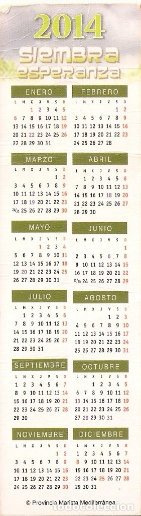 Coleccionismo marcap&aacute;ginas: MARCAPAGINAS CALENDARIO SIEMPRE ESPERANZA 2014 - Foto 2