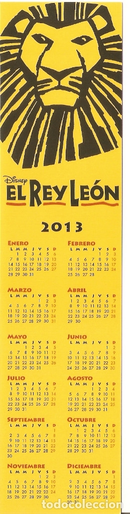 Coleccionismo marcap&aacute;ginas: MARCAPAGINAS CALENDARIO EL REY LEON 2013 - Foto 2