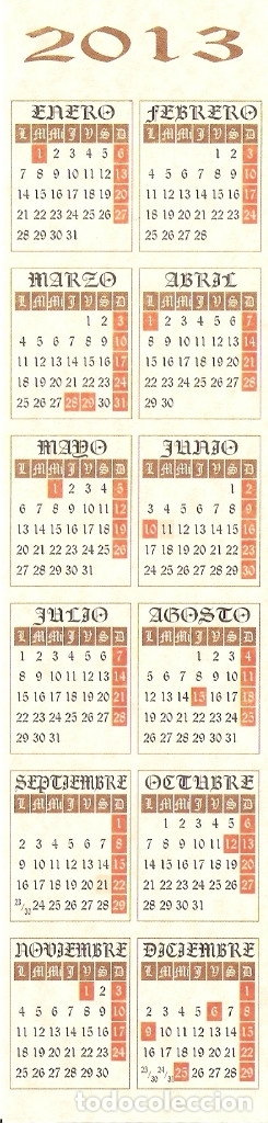 Coleccionismo marcap&aacute;ginas: MARCAPAGINAS CALENDARIO LOGRO&Ntilde;O 2013 - Foto 2