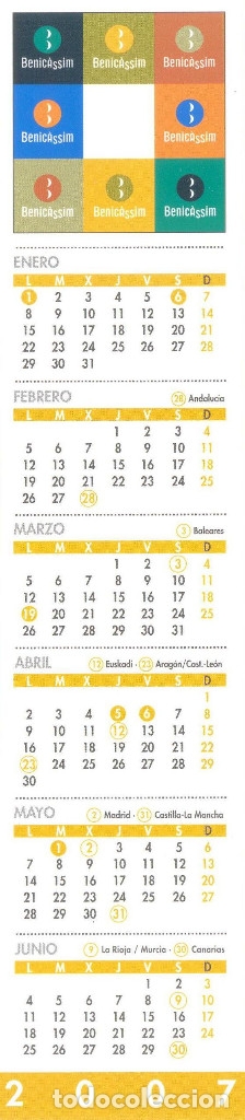 Sammeln von Lesezeichen: MARCAPAGINAS CALENDARIO BENICASSIM 2007