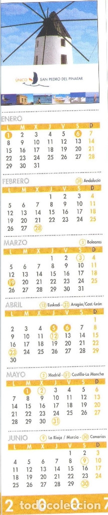 Coleccionismo Marcap&aacute;ginas: MARCAPAGINAS CALENDARIO SAN PEDRO DEL PINATAR 2007