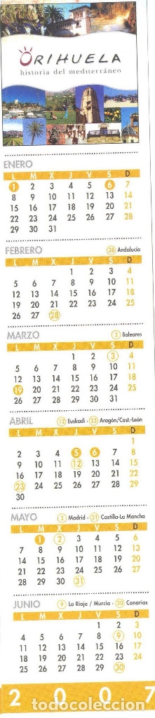 Sammeln von Lesezeichen: MARCAPAGINAS CALENDARIO ORIHUELA 2007
