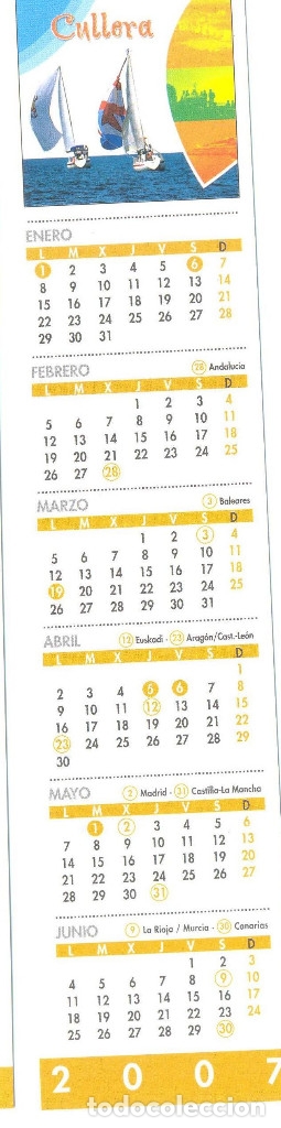 Sammeln von Lesezeichen: MARCAPAGINAS CALENDARIO CULLERA 2007