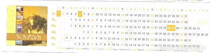 Coleccionismo Marcap&aacute;ginas: MARCAPAGINAS CALENDARIO XATIVA 2005