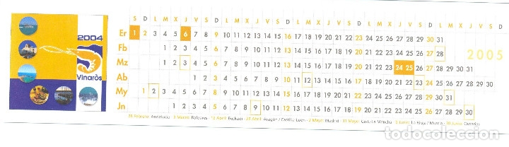 Coleccionismo Marcap&aacute;ginas: MARCAPAGINAS CALENDARIO VINAROS 2005