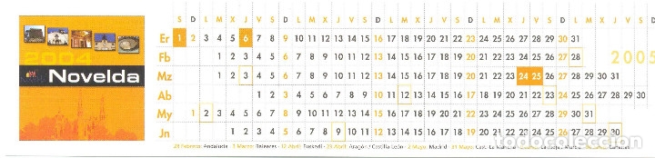 Collectionnisme Marque-pages: MARCAPAGINAS CALENDARIO NOVELDA 2005