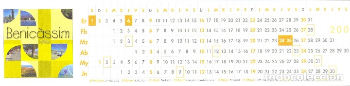 Sammeln von Lesezeichen: MARCAPAGINAS CALENDARIO BENICASSIM 2005