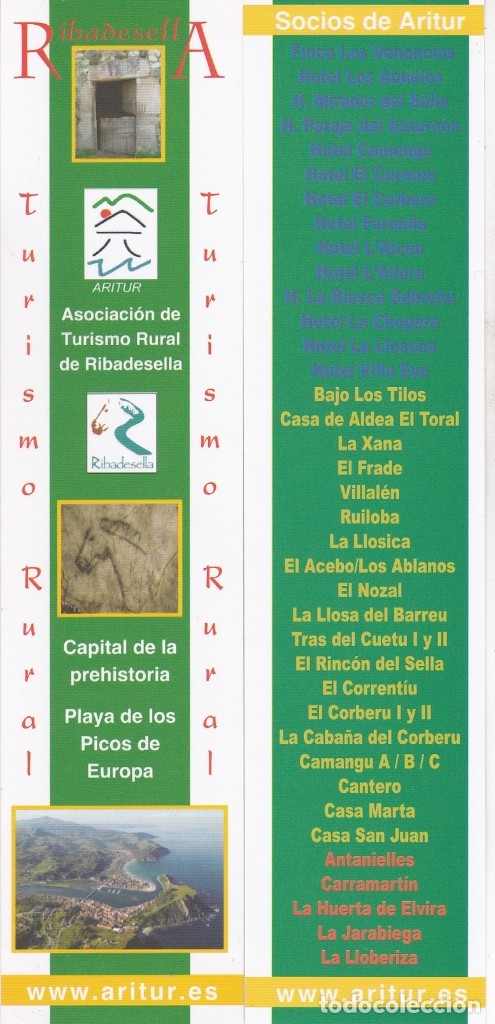 Collectionnisme Marque-pages: MARCAPAGINAS ARITUR. ASOCIACION DE TURISMO DE RIBADESELLA (ASTURIAS)