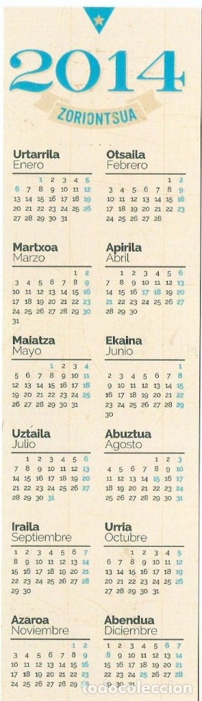 Coleccionismo marcap&aacute;ginas: MARCAPAGINAS CALENDARIO DURANGO 2014 - Foto 2
