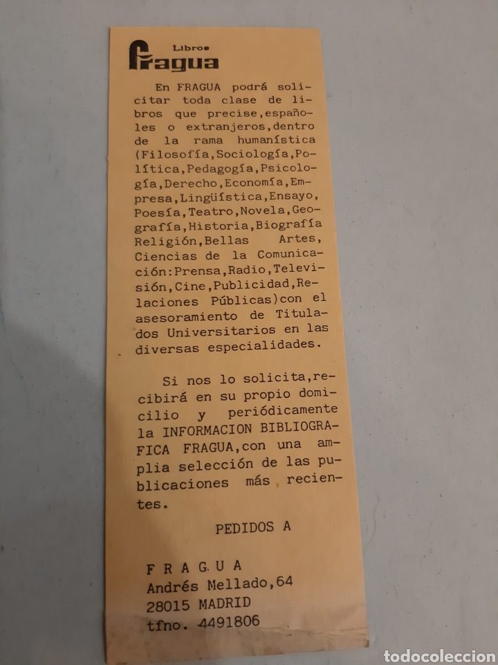 Coleccionismo marcap&aacute;ginas: Marcapaginas libreria Fragua Madrid - Foto 1