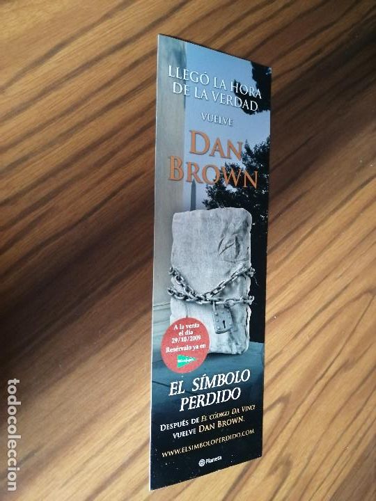Coleccionismo marcap&aacute;ginas: MARCAPAGINAS. LITERATURA. DAN BROWN. EL SIMBOLO PERDIDO. DOBLE CARA. BUEN ESTADO. DIFICIL