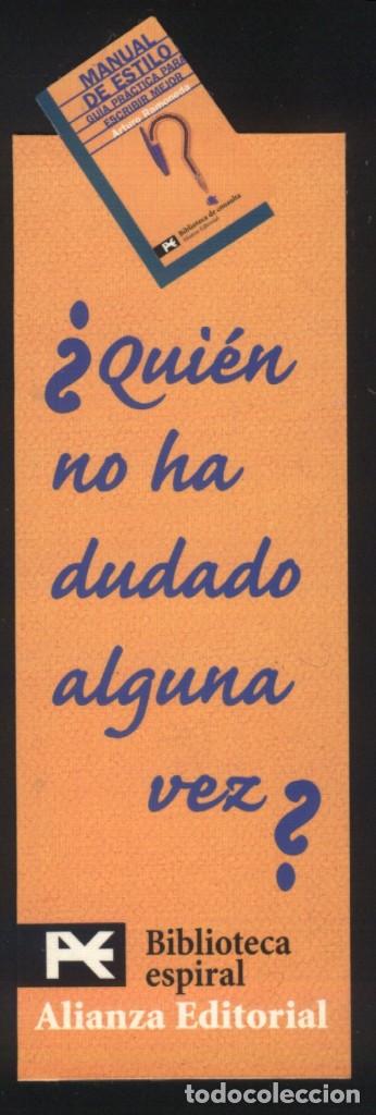 Coleccionismo Marcap&aacute;ginas: A-7387- MARCAP&Aacute;GINAS TROQUELADO DOBLE. MANUAL DE ESTILO. ALIANZA EDITORIAL.