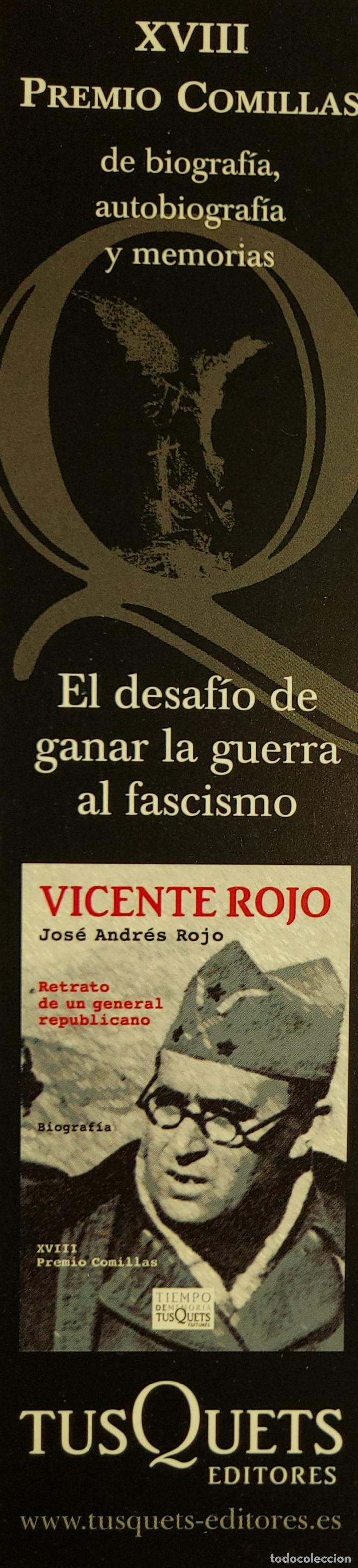 Coleccionismo Marcap&aacute;ginas: Marcap&aacute;ginas . TUSQUETS EDITORES. XVIII PREMIO COMILLAS. VICENTE ROJO.