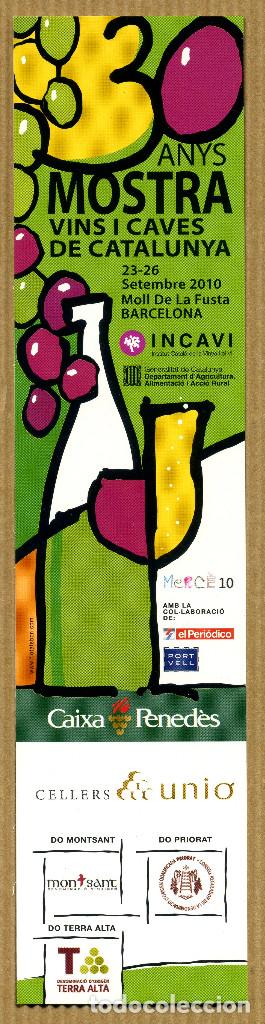 Collectionnisme Marque-pages: MARCAPAGINAS 30&ordf; MOSTRA DE VINS I CAVES DE CATALUNYA - CELLERS UNIO