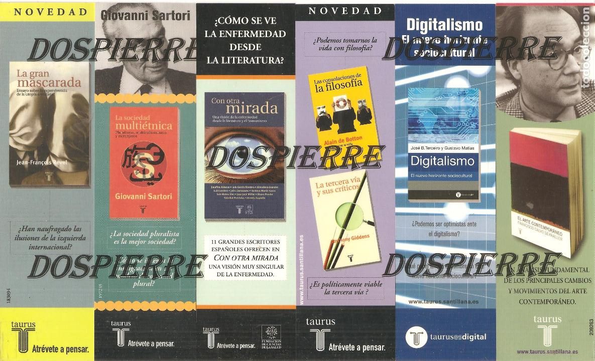 Coleccionismo Marcap&aacute;ginas: MARCAP&Aacute;GINAS-PUNTO DE LIBRO, EDITORIAL TAURUS, 6 DISTINTOS