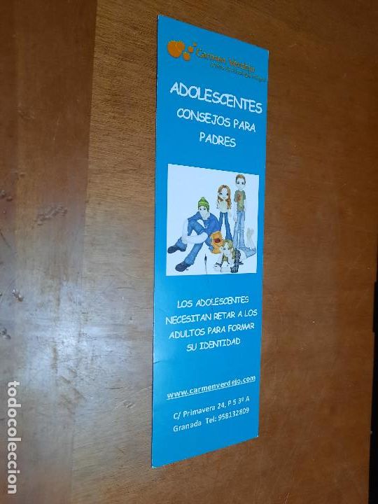 Coleccionismo marcap&aacute;ginas: ADOLESCENTES.CONSEJOS PARA PADRES. MARCAPAGINAS. DOBLE CARA. BUEN ESTADO. DIFICIL