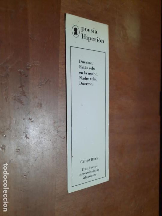 Coleccionismo marcap&aacute;ginas: POES&Iacute;A HIPERI&Oacute;N. MARCAPAGINAS. GEORG HEYM. UNA CARA. BUEN ESTADO