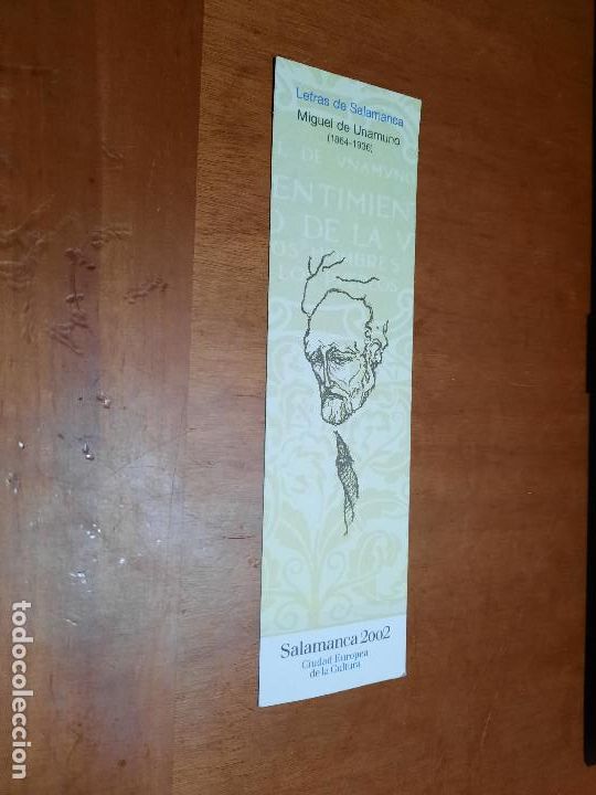 Coleccionismo marcap&aacute;ginas: MIGUEL DE UNAMUNO. SALAMANCA 2002. MARCAPAGINAS. DOBLE CARA. SIN USO. BUEN ESTADO. DIFICIL