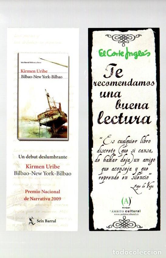 Coleccionismo Marcap&aacute;ginas: MARCAPAGINAS, BILBAO - NEW YORK - BILBAO.KIRMEN URIBE. SEIX BARRAL. EL CORTE INGLES.
