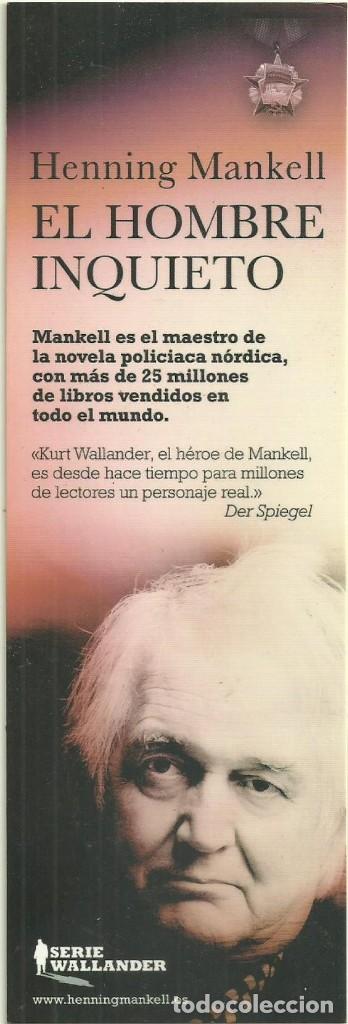 Coleccionismo Marcap&aacute;ginas: MARCAPAGINAS. EL HOMBRE INQUIETO. HENNING MANKELL. TUSQUETS EDITORES