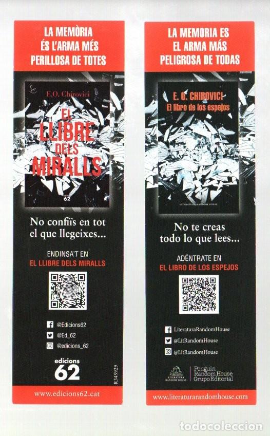 Coleccionismo marcap&aacute;ginas: MARCAPAGINAS, EL LLIBRE DELS MIRALLS / EL LIBRO DE LOS ESPEJOS. E. O. CHIROVICI. EDICIONS 62