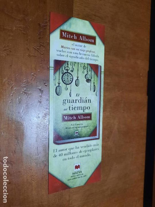 Coleccionismo marcap&aacute;ginas: MITCH ALBOM. GUARDIAN DEL TIEMPO. LITERATURA. MARCAPAGINAS. DOBLE CARA. PUNTO LECTURA. BUEN ESTADO