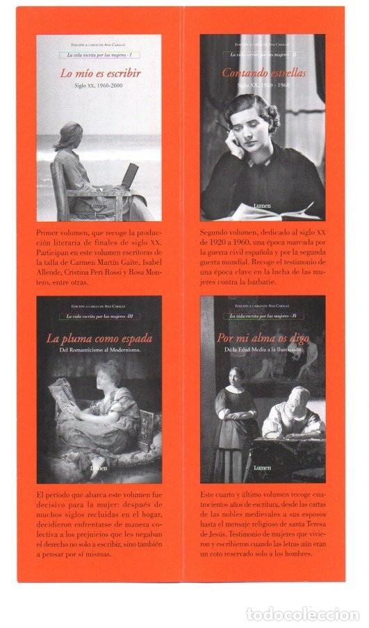 Coleccionismo Marcap&aacute;ginas: MARCAPAGINAS DIPTICO, LA VIDA ESCRITA POR LAS MUJERES. EDITORIAL LUMEN.