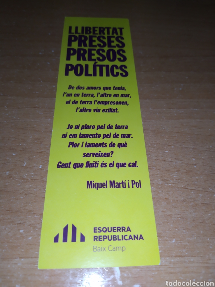 Coleccionismo marcap&aacute;ginas: PUNT DE LLIBRE. ERC Baix Camp - Foto 2