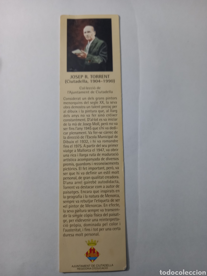 Coleccionismo marcap&aacute;ginas: MARCAPAGINAS JOSEP TORRENT MENORCA - Foto 2