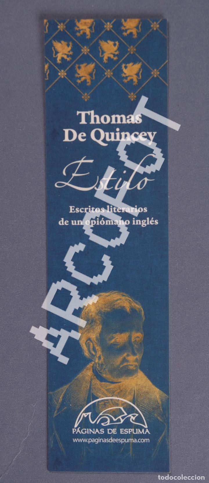Coleccionismo marcap&aacute;ginas: MARCAP&Aacute;GINAS - ESTILO - THOMAS DE QUICEY - P&Aacute;GINAS DE ESPUMA - Foto 1