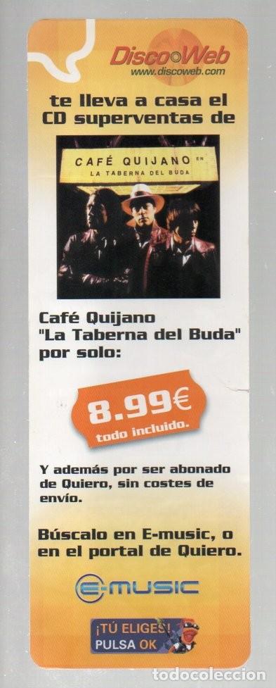 Coleccionismo marcap&aacute;ginas: MARCAPAGINAS, DISCO WEB. CAFE QUIJANO - LA TABERNA DEL BUDA.