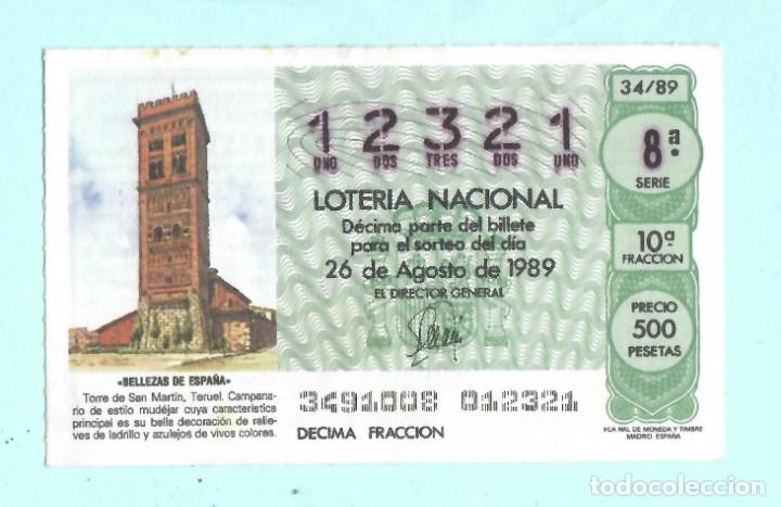 Coleccionismo marcap&aacute;ginas: LOTER&Iacute;A NACIONAL - 26 DE Agosto DE 1989 - N&Uacute;MERO CAPIC&Uacute;A - 12321