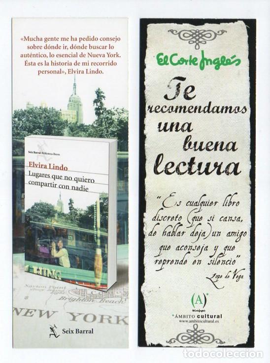 Coleccionismo Marcap&aacute;ginas: MARCAPAGINAS, LUGARES QUE NO QUIERO COMPARTIR CON NADIE. ELVIRA LINDO. SEIX BARRAL.