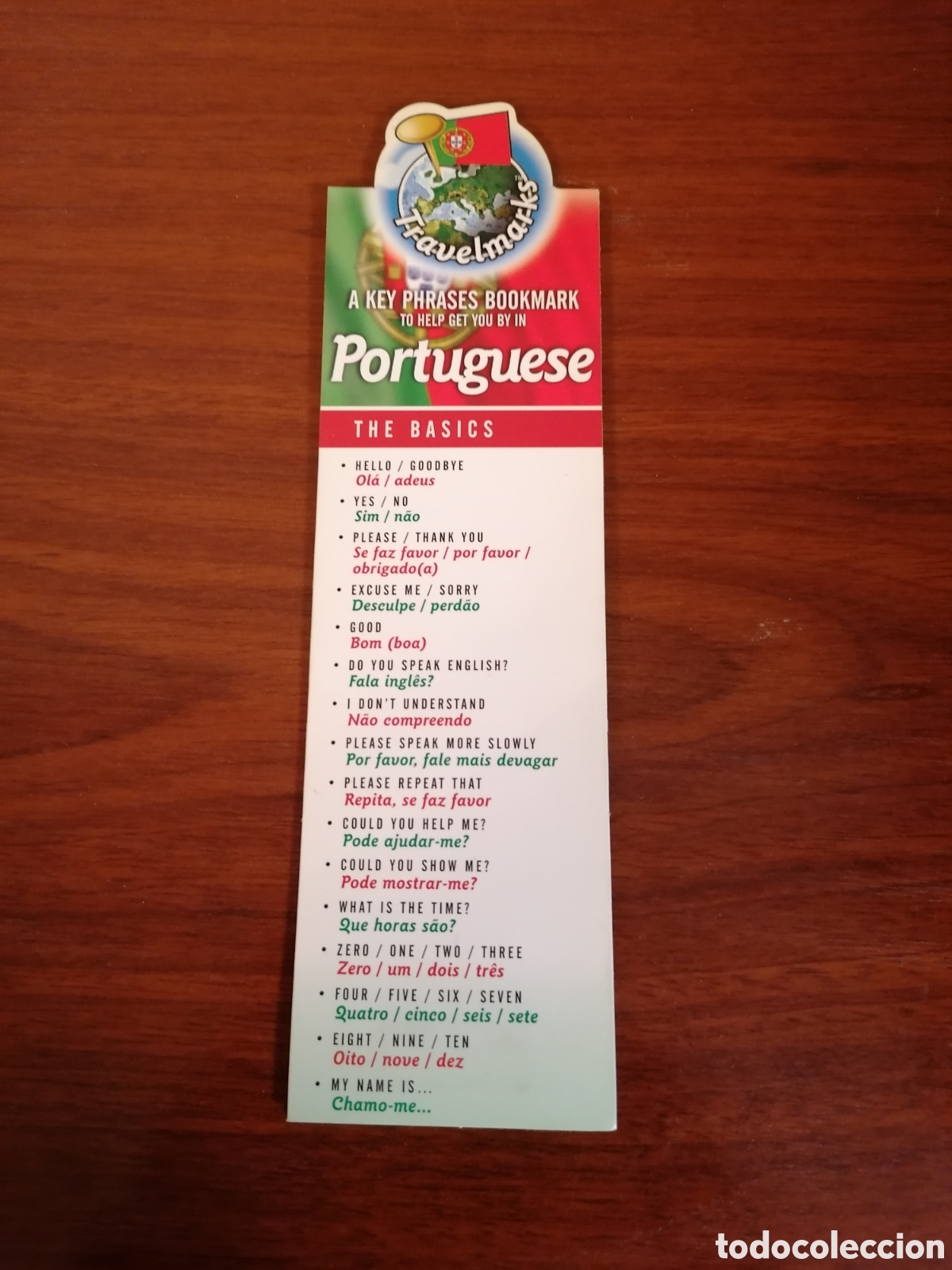 Sammeln von Lesezeichen: Marcap&aacute;ginas Desplegable Portugu&eacute;s Con Frases B&aacute;sicas Traducidas Al Ingl&eacute;s. Travelmarks Bookmark.