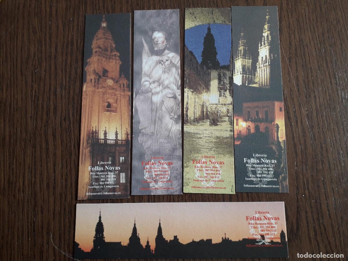 Coleccionismo Marcap&aacute;ginas: lote de 5 marcap&aacute;ginas, librer&iacute;a follas novas, con vistas de Santiago de Compostela.