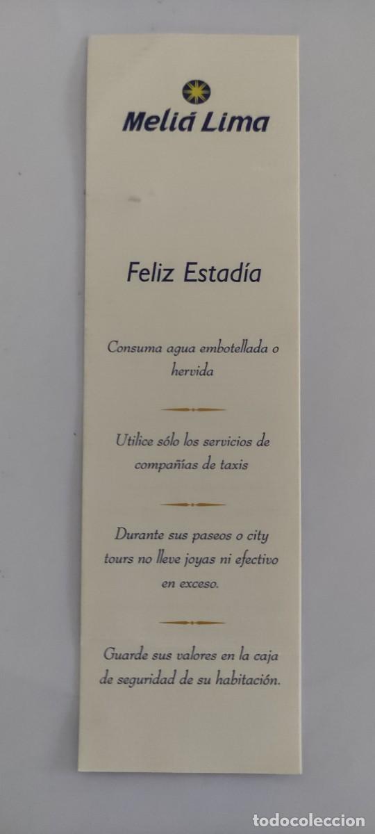 Coleccionismo marcap&aacute;ginas: MARCAPAGINAS HOTEL MELIA LIMA - PERU - Foto 2