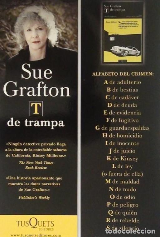 Coleccionismo Marcap&aacute;ginas: MARCAPAGINAS - TUSQUETS EDITORES - T DE TRAMPA. SUE GRAFTON
