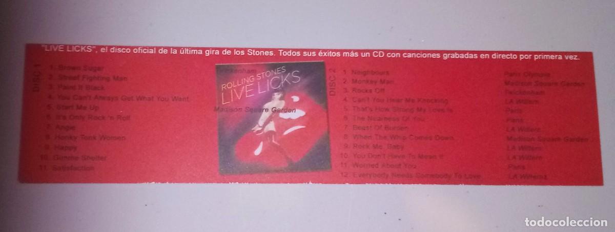 Coleccionismo marcap&aacute;ginas: MARCAP&Aacute;GINAS - ROLLING STONES, LIVE LICKS - Foto 2