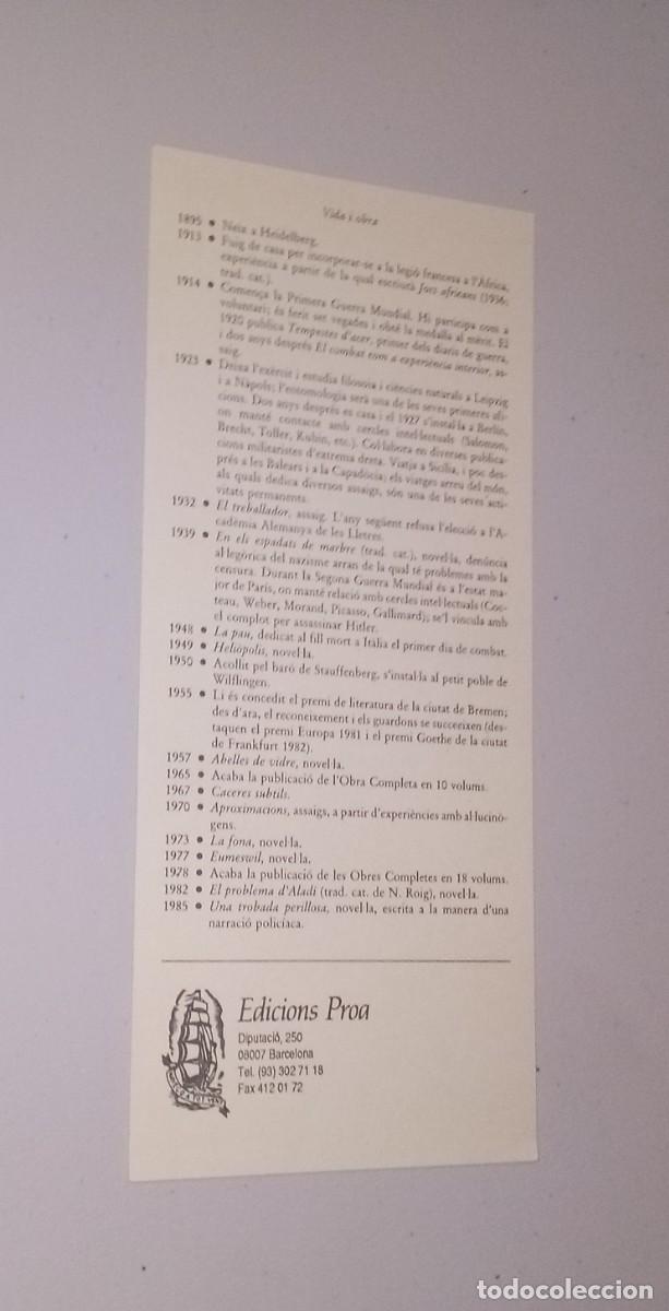 Coleccionismo marcap&aacute;ginas: MARCAP&Aacute;GINAS - ERNST J&Uuml;NGER, EL PROBLEMA DALAD&Iacute;. EDITORIAL PROA - Foto 2
