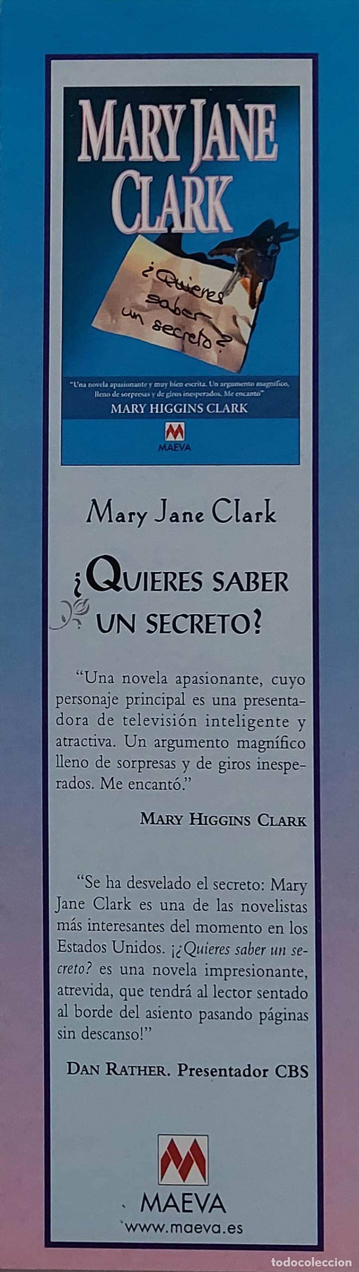 Collectionnisme Marque-pages: MARCAPAGINAS - MAEVA - MARY JANE CLARK - &iquest;QUIERES SABER EL SECRETO? -