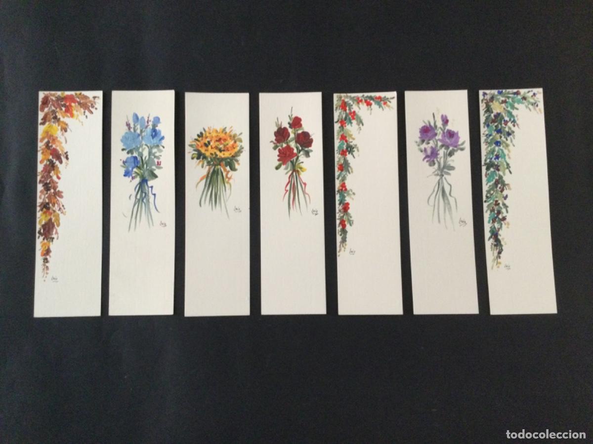 Coleccionismo Marcap&aacute;ginas: Marcap&aacute;ginas con motivos florales. Pintados a mano con acuarela