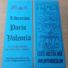 Coleccionismo Marcapáginas: MARCAPÁGINAS LIBRERÍAS PARIS VALENCIA