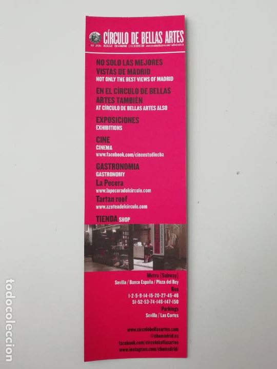 Coleccionismo marcap&aacute;ginas: Marcalibros C&iacute;rculo de Bellas Artes de Madrid - Foto 2
