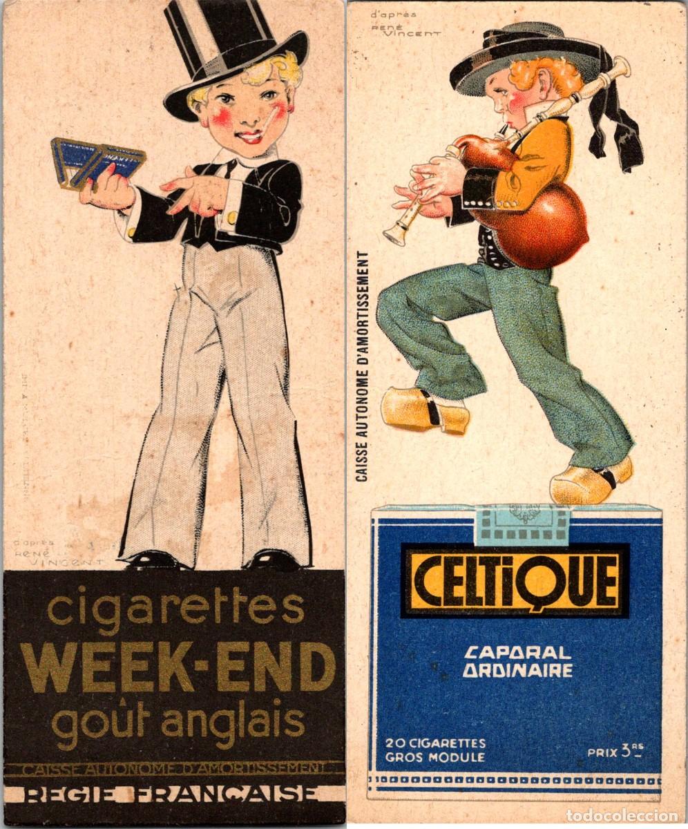 Coleccionismo Marcap&aacute;ginas: Cigarrettes: Week-End go&ucirc;t anglais / Celtique Prix 3 - Ilustra Ren&eacute; Vincent - 155x65mm - Cart&oacute;n Duro