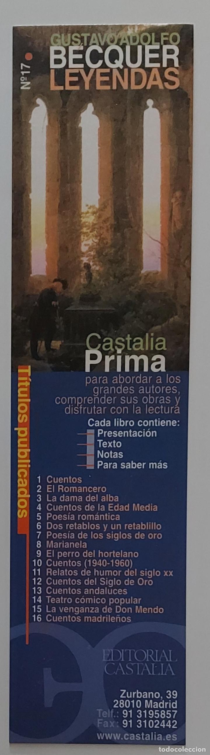 Coleccionismo marcap&aacute;ginas: MARCAPAGINAS - CASTALIA - GUSTAVO ADOLFO BECQUER - LEYENDAS - Foto 1