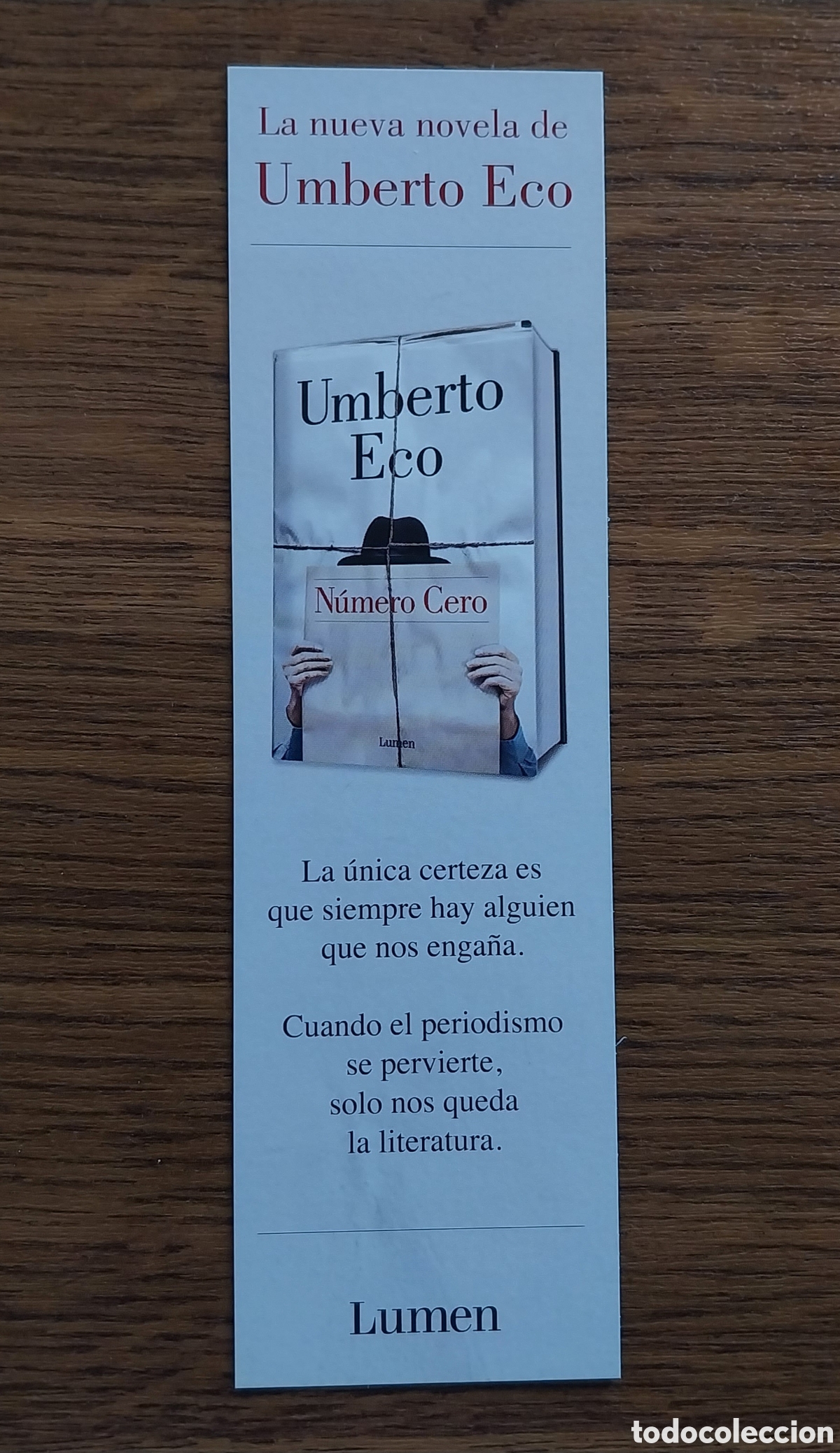 Coleccionismo Marcap&aacute;ginas: MARCAP&Aacute;GINAS N&Uacute;MERO CERO UMBERTO ECO EDITORIAL LUMEN