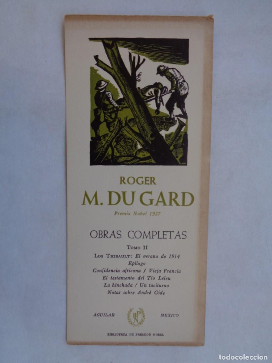 Sammeln von Lesezeichen: ANTIGUO MARCAPAGINAS COLECCION PREMIOS NOBEL : ROGER M. DU GARD. DE AGUILAR, MEXICO