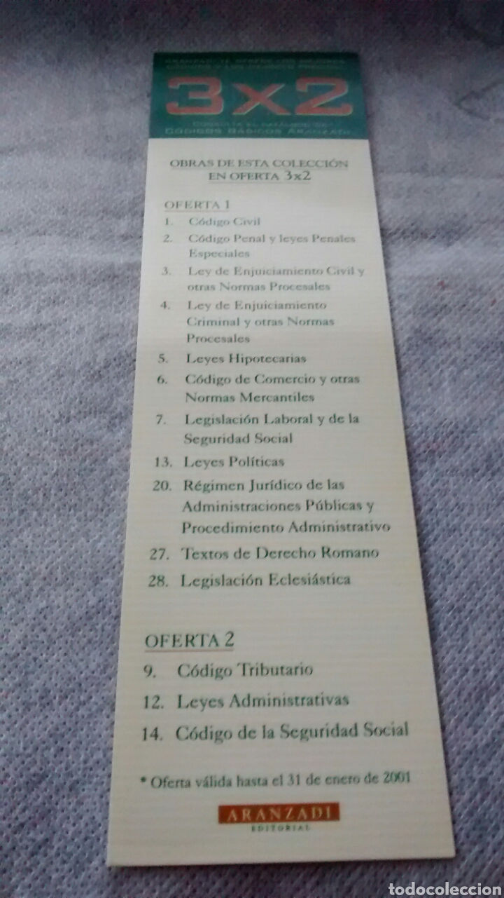 Coleccionismo marcap&aacute;ginas: MARCAPAGINAS ARANZADI, 2000-1 - Foto 1