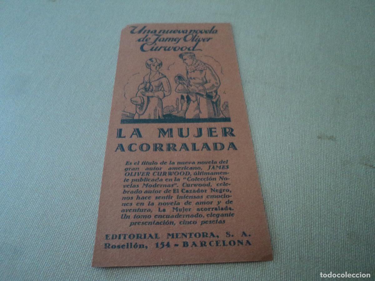 Coleccionismo marcap&aacute;ginas: publicidad marcapaginas de editorial mentora y james oliver curwood, 16 x 8 cm aprox.